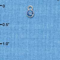 F1025 - 5mm Blue (Sapphire) Swarovski Crystal Charm - Silver plated Charm (6 per package)