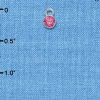 F1026 - 5mm Hot Pink (Rose) Swarovski Crystal Charm - Silver plated Charm (6 per package)
