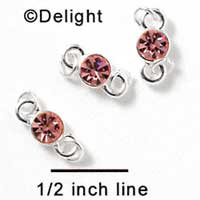 F1034 - 5mm Pink (Light Rose) Swarovski Crystal Connector - Silver plated Finding (6 per package)