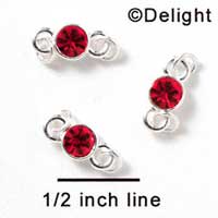 F1035 - 5mm Red (Light Siam) Swarovski Crystal Connector - Silver plated Finding (6 per package)