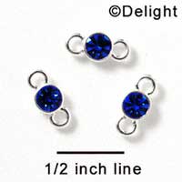 F1036 - 5mm Blue (Sapphire) Swarovski Crystal Connector - Silver plated Finding (6 per package)