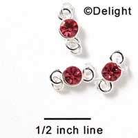 F1037 - 5mm Hot Pink (Rose) Swarovski Crystal Connector - Silver plated Finding (6 per package)