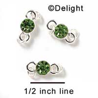 F1038 - 5mm Lime Green (Peridot) Swarovski Crystal Connector - Silver plated Finding (6 per package)