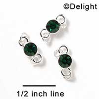 F1039 - 5mm Emerald Green Swarovski Crystal Connector - Silver plated Finding (6 per package)