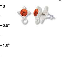 F1040 - 5mm Orange (Hyacinth) Swarovski Crystal Post Earrings - Silver plated Finding (3 pairs per package)