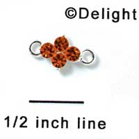 F1041 - Four Orange (Hyacinth) Swarovski Crystal Connector - Silver plated Finding (6 per package)