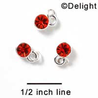 F1042 - 5mm Orange (Hyacinth) Swarovski Crystal Charm - Silver plated Charm (6 per package)