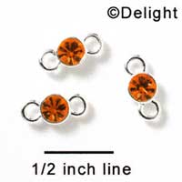 F1043 - 5mm Orange (Hyacinth) Swarovski Crystal Connector - Silver plated Finding (6 per package)