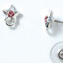 F1061 - Silver Star Post Earrings with Pink (Light Rose) Swarovski Crystal (Back included) (3 pair per package)