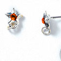 F1062 - Silver Star Post Earrings with Orange (Hyacinth) Swarovski Crystal (Back included) (3 pair per package)