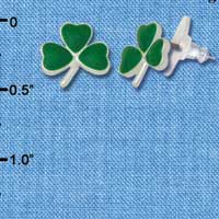 F1066 - Mini Green Shamrock Post Earrings (Back included) (3 pair per package)