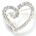 F1071 - Clear Swarovski Crystal Curled Heart Pins (2 per package)