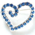 F1074 - Sapphire Blue Swarovski Crystal Curled Heart Pins (2 per package)