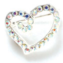 F1076 - Clear AB Swarovski Crystal Curled Heart Pins (2 per package)