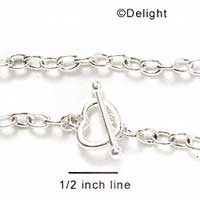 F1084 - Silver Chain Bracelet with Heart Toggle (2 per package)