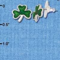 F1088 - Translucent Green Shamrock Post Earrings (Back included) (3 pair per package)