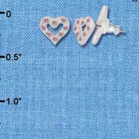 F1136 - Mini Pink Swarovski Crystal Hearts - Post Earrings (3 Pair per package)