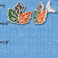 F1139 - Enamel Fall Leaf - Post Earrings (3 Pair per package)
