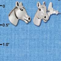 F1144 - Silver Horse Head - Post Earrings (3 Pair per package)