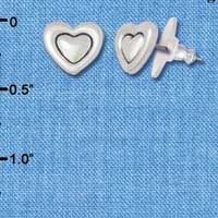 F1146 - Silver Heart in Heart - Post Earrings (3 Pair per package)
