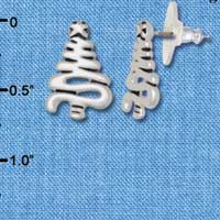 F1152 - Silver Zig Zag Christmas Tree - Post Earrings (3 Pair per package)