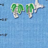 F1155 - Mini Enamel Palm Tree - Post Earrings (3 Pair per package)