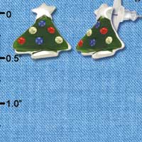F1159 - Resin Christmas Tree with Swarovski Crystals - Post Earrings (3 Pair per package)