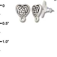 F1171 - Small Celtic Knot Heart - with Loop - Post Earrings (3 Pair per package)