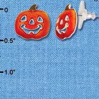F1173 - Translucent Orange Jack O'Lantern Pumpkin - Post Earrings (3 pair per package)