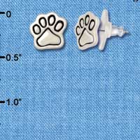 F1174 - Small Silver Paw - Post Earrings (3 Pair per package)