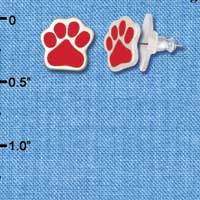 F1175 - Small Red Paw - Post Earrings (3 Pair per package)