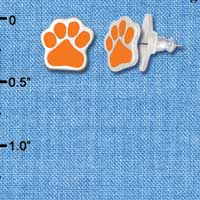 F1176 - Small Orange Paw - Post Earrings (3 Pair per package)