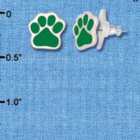 F1178 - Small Green Paw - Post Earrings (3 Pair per package)