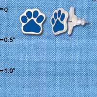 F1179 - Small Royal Blue Paw - Post Earrings (3 Pair per package)
