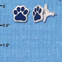 F1180 - Small Navy Blue Paw - Post Earrings (3 Pair per package)