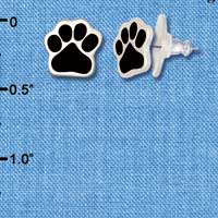 F1182 - Small Black Paw - Post Earrings (3 Pair per package)