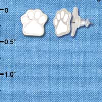 F1183 - Small White Paw - Post Earrings (3 Pair per package)