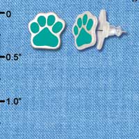 F1184 - Small Teal Paw - Post Earrings (3 Pair per package)