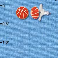 F1188 - Mini Enamel Basketball - Post Earrings (3 Pair per package)