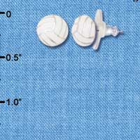 F1191 - Mini Enamel Volleyball - Post Earrings (3 Pair per package)
