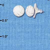 F1191 - Mini Enamel Volleyball - Post Earrings (3 Pair per package)