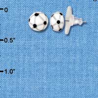 F1192 - Mini Enamel Soccerball - Post Earrings (3 Pair per package)
