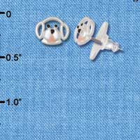 F1225 - Silver Dog Face - Post Earrings