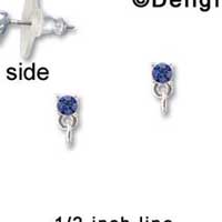 F1231 - Small 3.3mm Blue Swarovski Crystal with Loop - Post Earrings