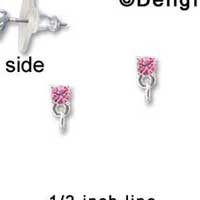 F1232 - Small 3.3mm Hot Pink Swarovski Crystal with Loop - Post Earrings