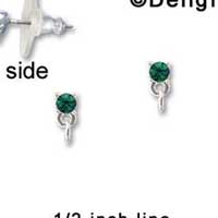 F1234 - Small 3.3mm Emerald Green Swarovski Crystal with Loop - Post Earrings