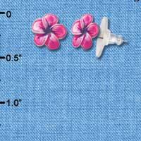 F1241 - Small Hot Pink & Purple Flower - Post Earrings