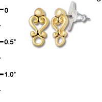 F1249 - Filigree Heart with Loop - Gold Plated Post Earrings