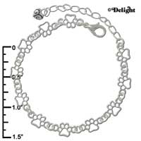 F1261 tlf - Mini Open Paw Silver Link Charm Bracelet (2 per package)