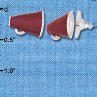 F1264 tlf - Mini Maroon Megaphone - Post Earrings (3 Pair per Package)